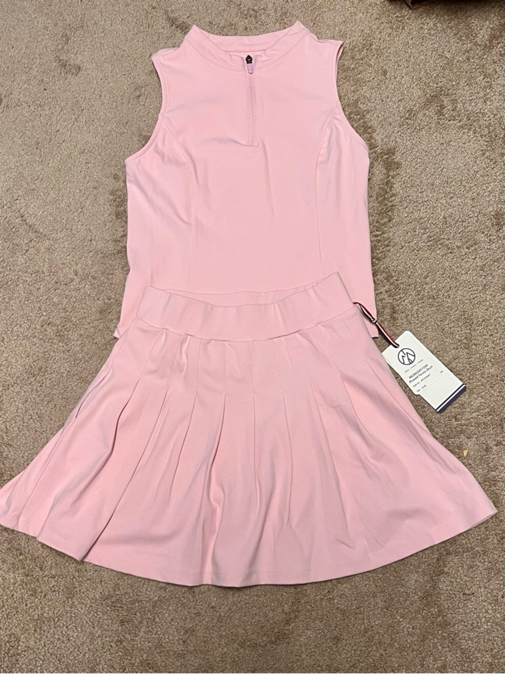 Sleeveless Pink Tennis Dress with Pleated Skirt